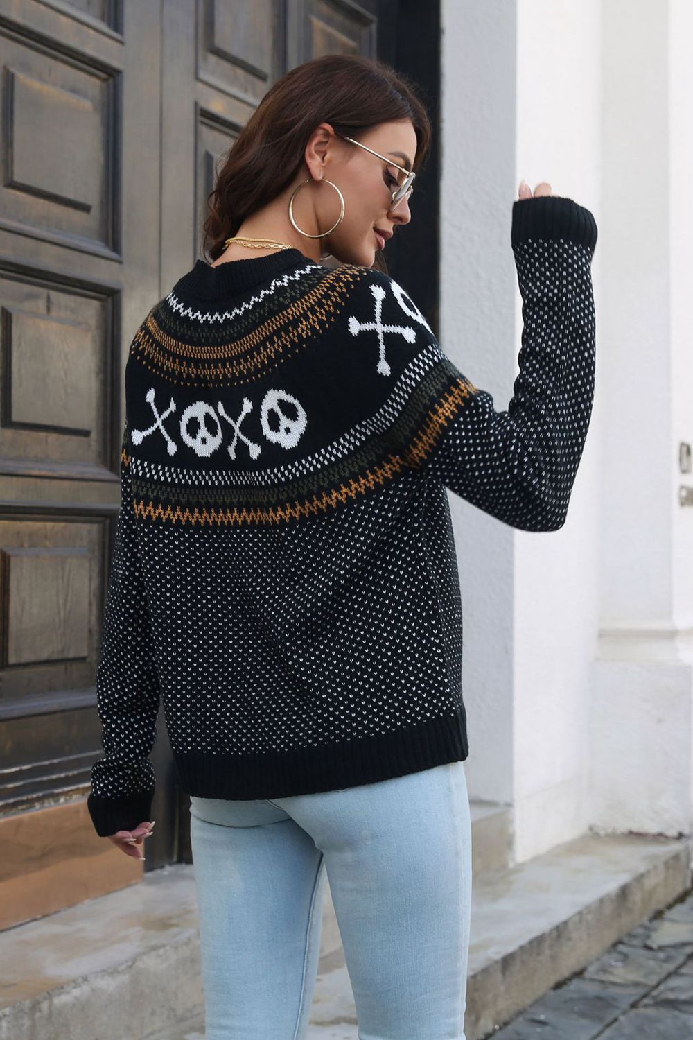 Ribbed Round Neck Long Sleeve Pullover Sweater Trendsi