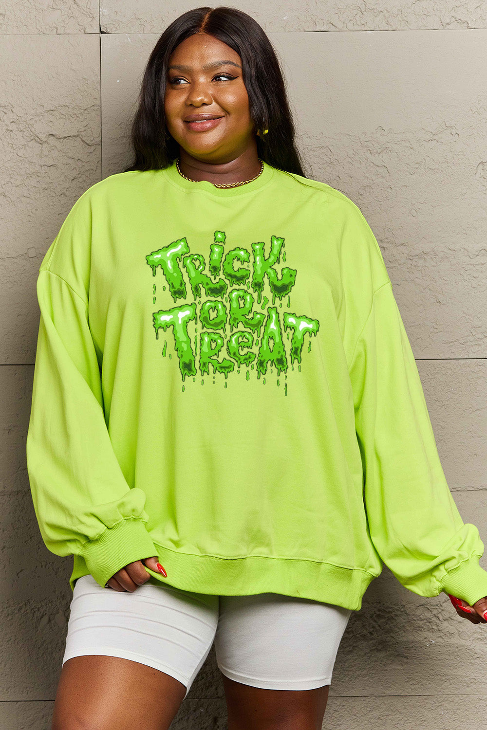 Simply Love Full Size TRICK OR TREAT Graphic Sweatshirt Trendsi