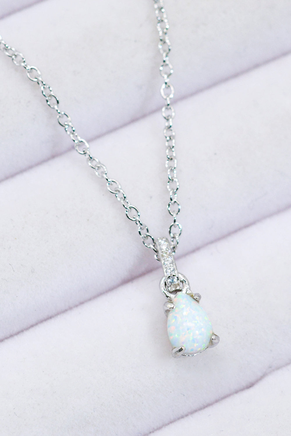 Opal Pendant 925 Sterling Silver Chain-Link Necklace Trendsi