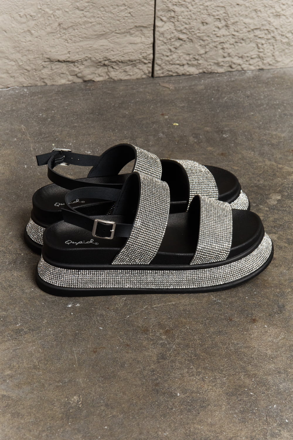 Qupid Shine On Platform Rhinestone Slingback Sandal Trendsi