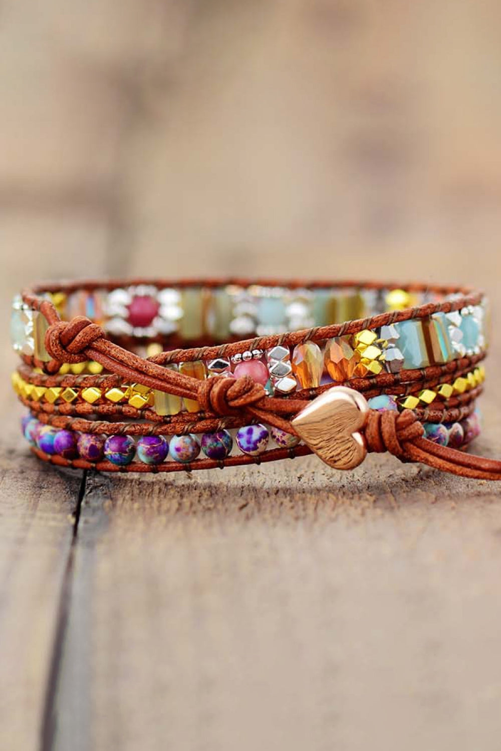 Handmade Crystal Beaded Natural Stone Bracelet Trendsi