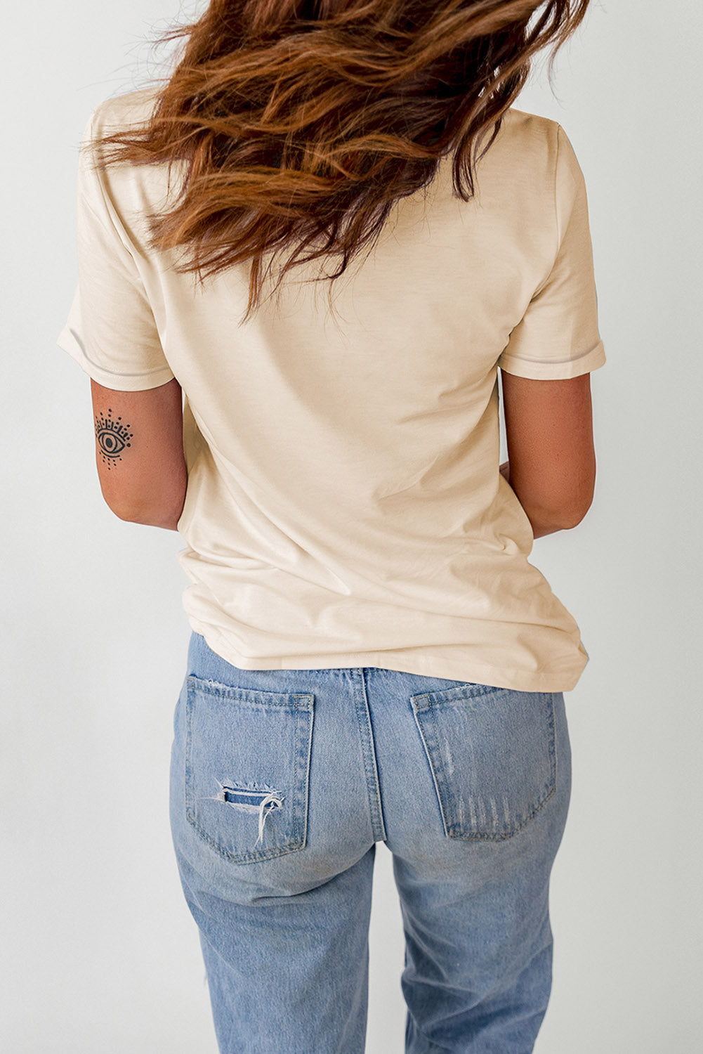 Pumpkin Graphic Round Neck Cuffed T-Shirt Trendsi