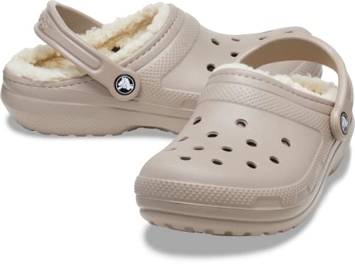 Crocs Unisex Men's and Women's Classic Lined Clog | Fuzzy Slippers, Mushroom/Bone, 6 Men/8 Women Crocs