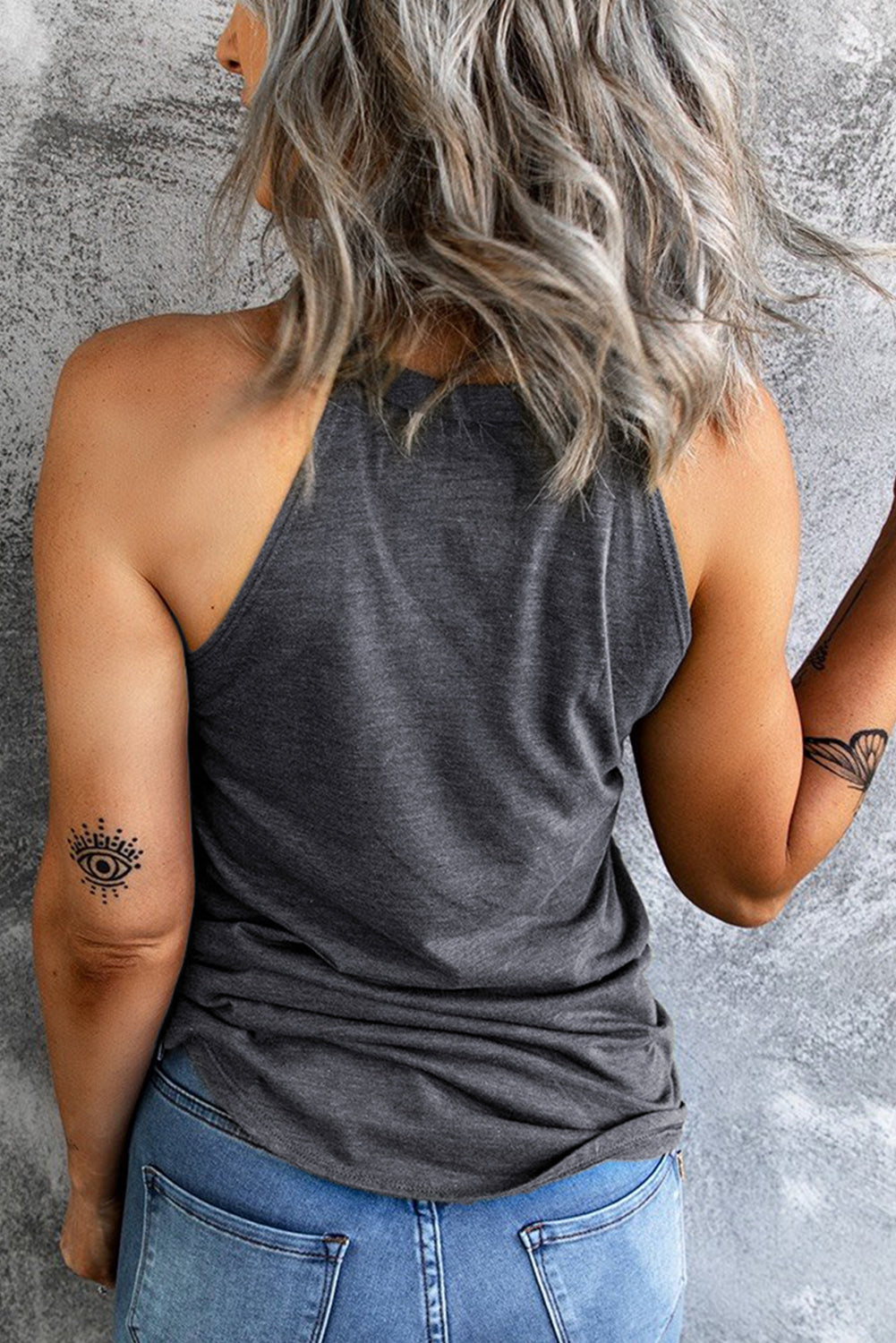 Round Neck Sleeveless BOO Graphic Tank Top Trendsi