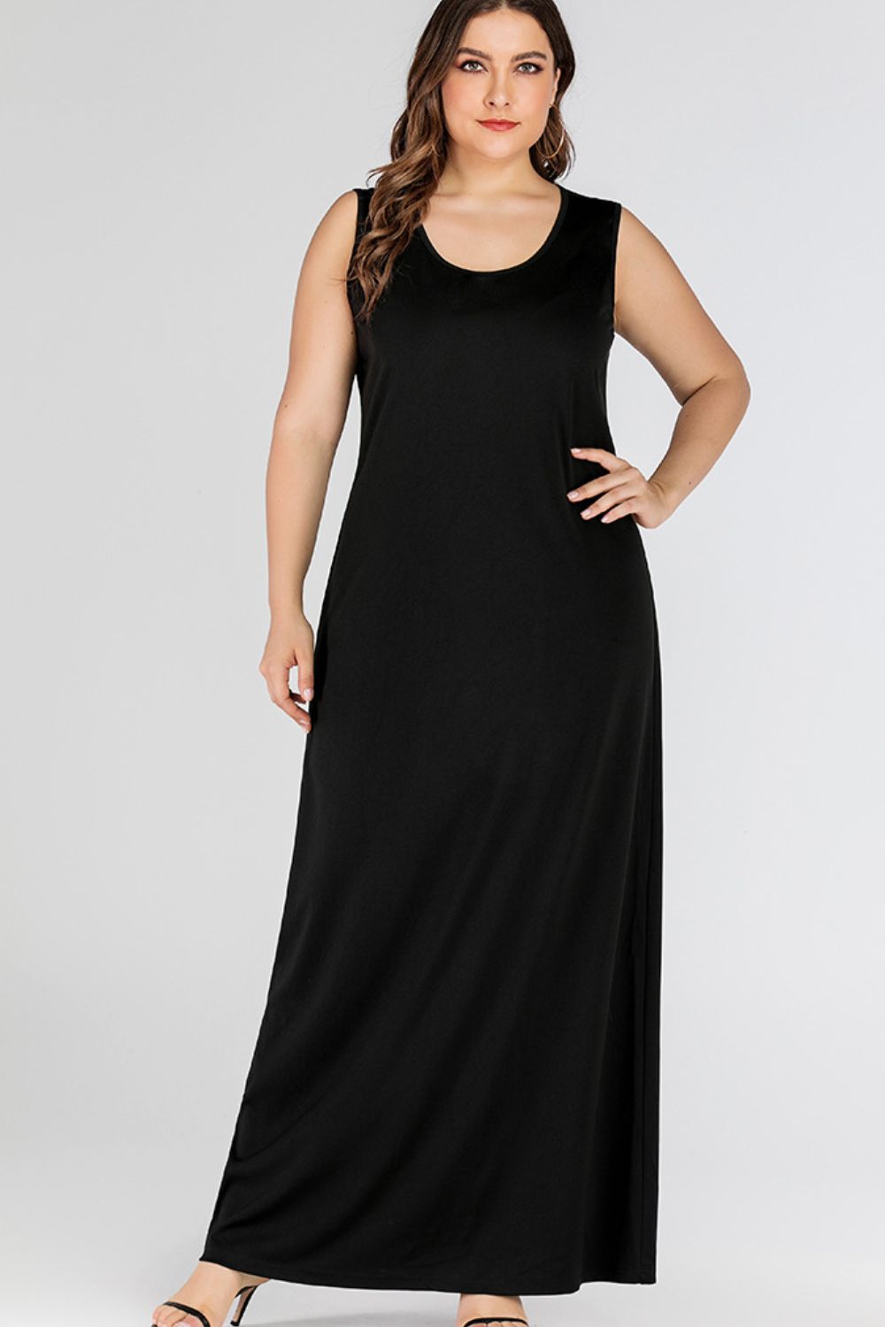 Plus Size Scoop Neck Maxi Tank Dress Trendsi