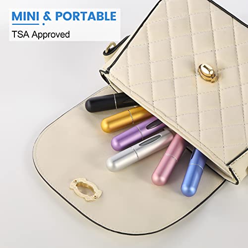 Perfume Travel Refillable Mini Spray Bottles Atomizer Travel Perfume Bottle Refillable Empty Cologne Travel Essentials For Women Mens Small Mister Spray Bottle For Travel Accessories 6 Pack 5ml/0.2oz IMPORX