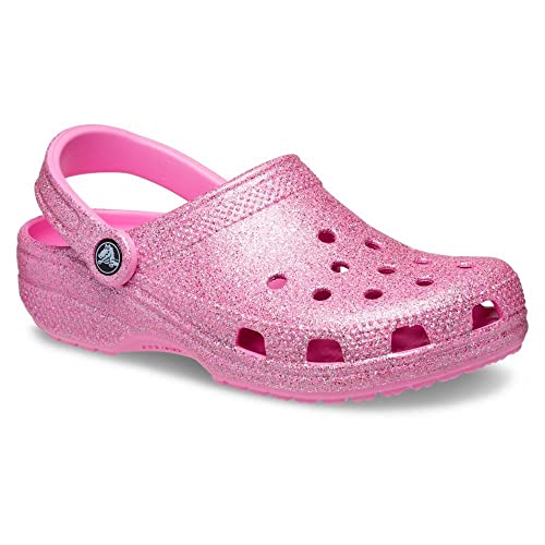 Crocs Unisex Men's and Women's Classic Sparkly Clog | Metallic and Glitter Shoes, Taffy Pink, 6 Men/8 Women Crocs