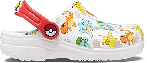 Crocs Classic Pikachu Clogs, Pokemon Shoes for Kids, White/Multi, 2 US Unisex Little Crocs