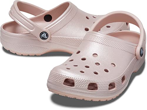Crocs Unisex-Adult Classic Sparkly Clog | Metallic and Glitter Shoes, Pink Clay, 5 Men/7 Women Crocs