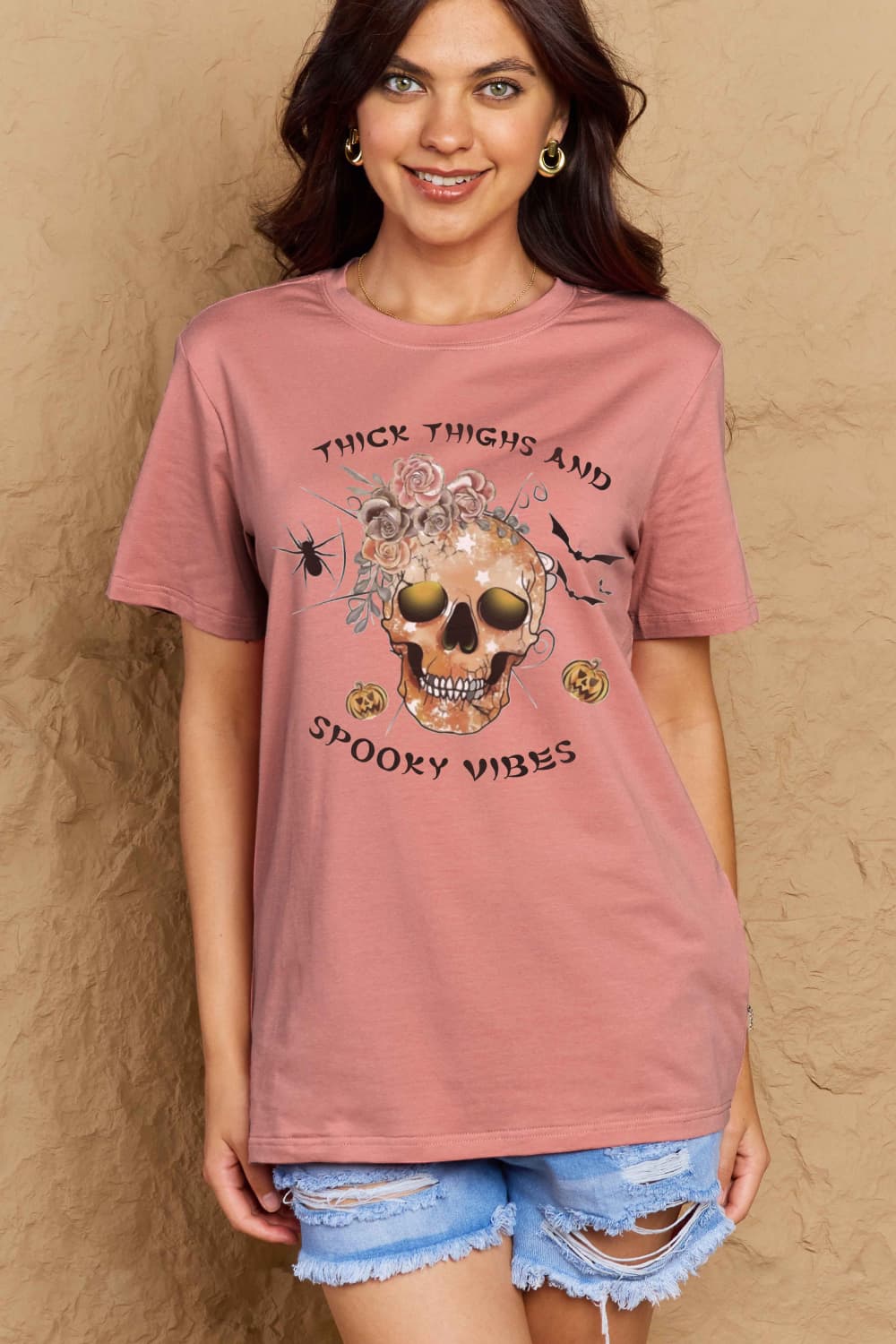 Simply Love Full Size THICK THIGHS AND SPOOKY VIBES Graphic Cotton T-Shirt Trendsi