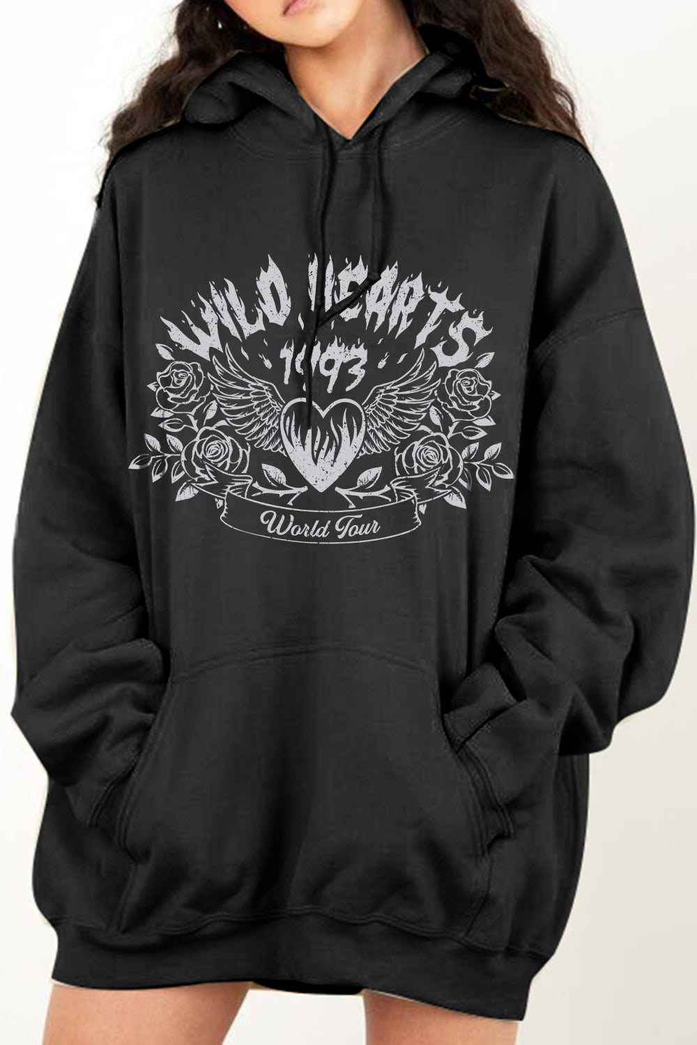 Simply Love Full Size WILD HEARTS 1993 WORLD TOUR Graphic Hoodie Trendsi