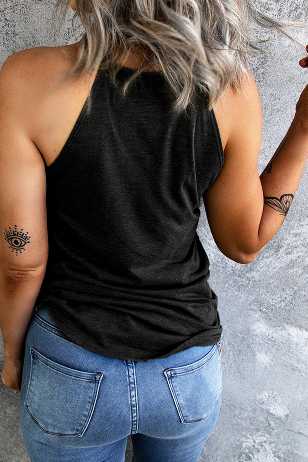 Round Neck RESTING WITCH FACE Graphic Tank Top Trendsi