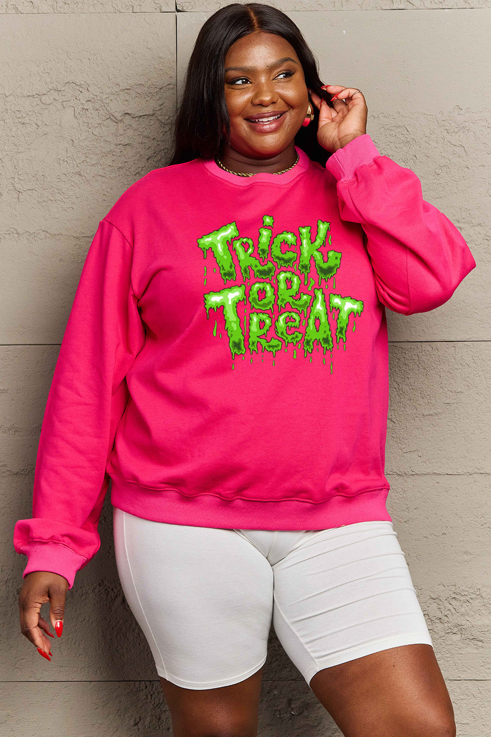 Simply Love Full Size TRICK OR TREAT Graphic Sweatshirt Trendsi