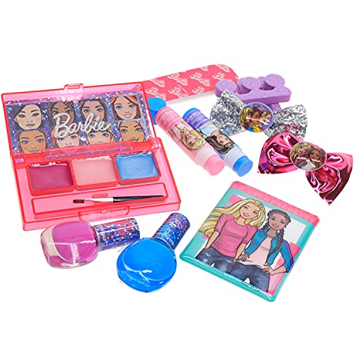 Barbie - Townley Girl 15 Pcs Makeup Filled Backpack Cosmetic Gift Set with Mirror includes Lip Gloss, Nail Polish, Hair Bow & more! for Kids Girls, Ages 3+ perfect for Parties, Sleepovers & Makeovers Townley Girl
