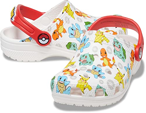 Crocs Classic Pikachu Clogs, Pokemon Shoes for Kids, White/Multi, 2 US Unisex Little Crocs