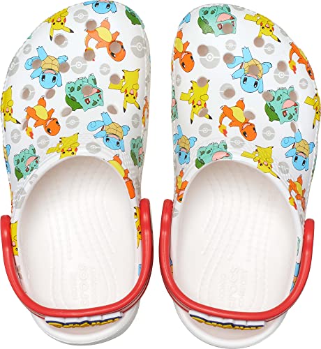 Crocs Classic Pikachu Clogs, Pokemon Shoes for Kids, White/Multi, 2 US Unisex Little Crocs