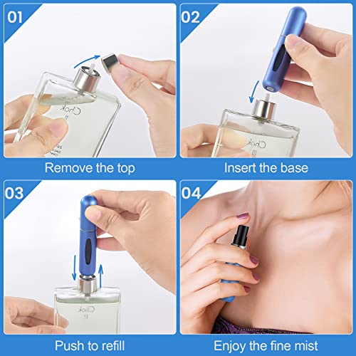 Perfume Travel Refillable Mini Spray Bottles Atomizer Travel Perfume Bottle Refillable Empty Cologne Travel Essentials For Women Mens Small Mister Spray Bottle For Travel Accessories 6 Pack 5ml/0.2oz IMPORX