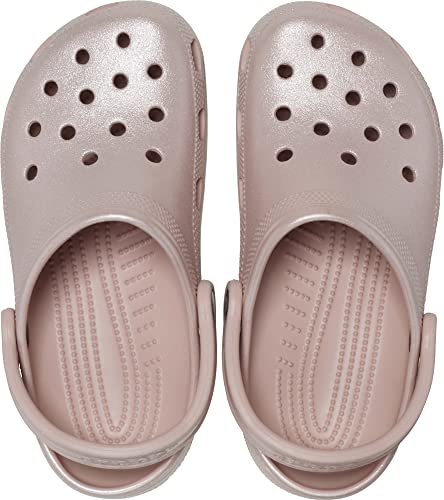 Crocs Unisex-Adult Classic Sparkly Clog | Metallic and Glitter Shoes, Pink Clay, 5 Men/7 Women Crocs