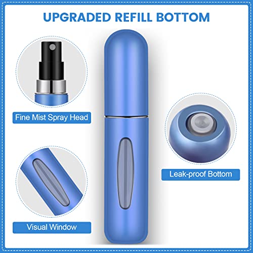 Perfume Travel Refillable Mini Spray Bottles Atomizer Travel Perfume Bottle Refillable Empty Cologne Travel Essentials For Women Mens Small Mister Spray Bottle For Travel Accessories 6 Pack 5ml/0.2oz IMPORX