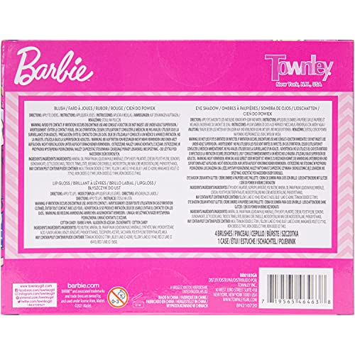 Barbie - Townley Girl Beauty Compact Set Kit with Brushes, Eye Shadow Palette, 28 Eye Shadows, 6 Lip Gloss & 4 Blushes Makeup Set for Kids Girls, Ages 6+ Perfect for Parties, Sleepovers and Makeovers Townley Girl