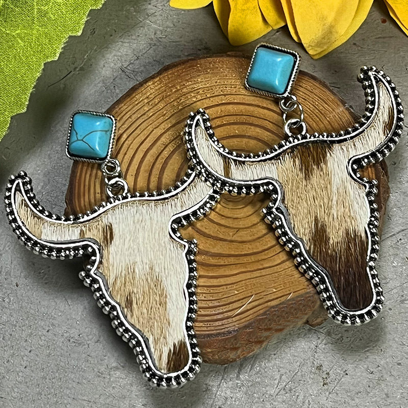 Bull Shape Turquoise Dangle Earrings Trendsi