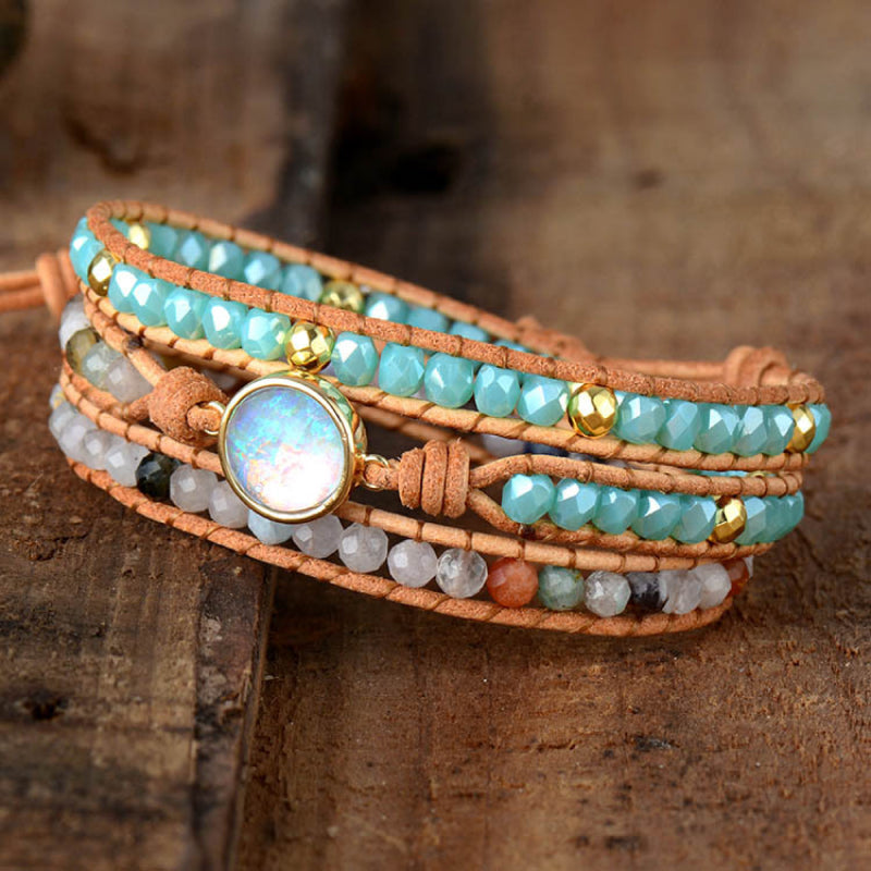 Opal Beaded Layered Bracelet Trendsi