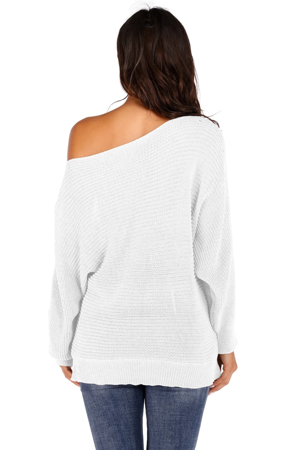 One Shoulder Dolman Sleeve Sweater Trendsi
