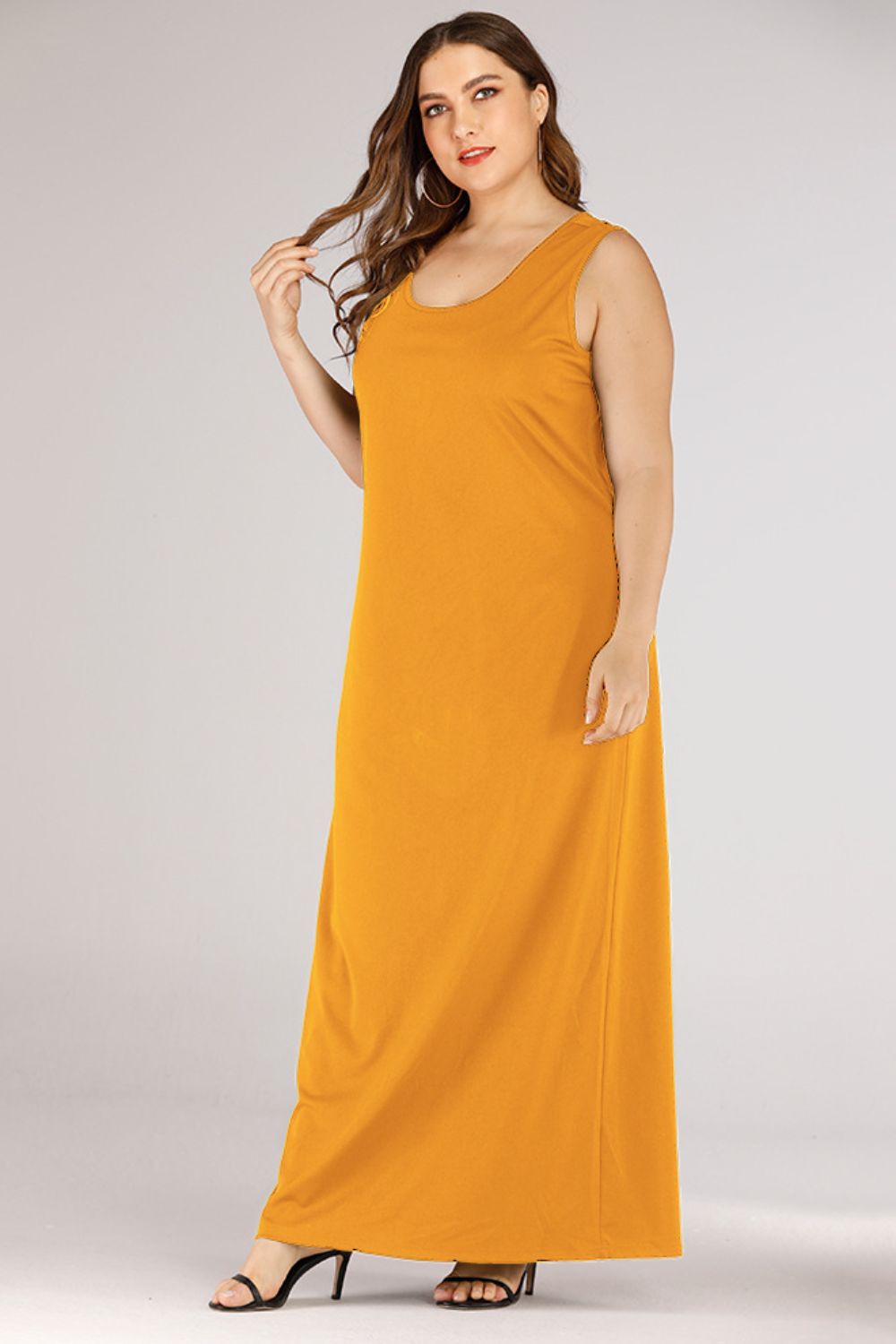 Plus Size Scoop Neck Maxi Tank Dress Trendsi