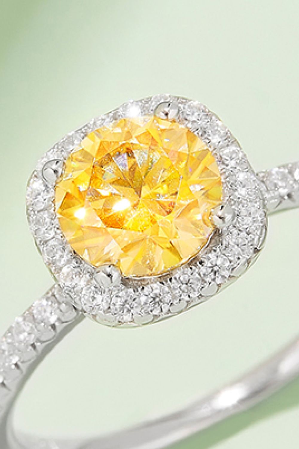 Adored 1 Carat Moissanite 925 Sterling Silver Halo Ring Trendsi