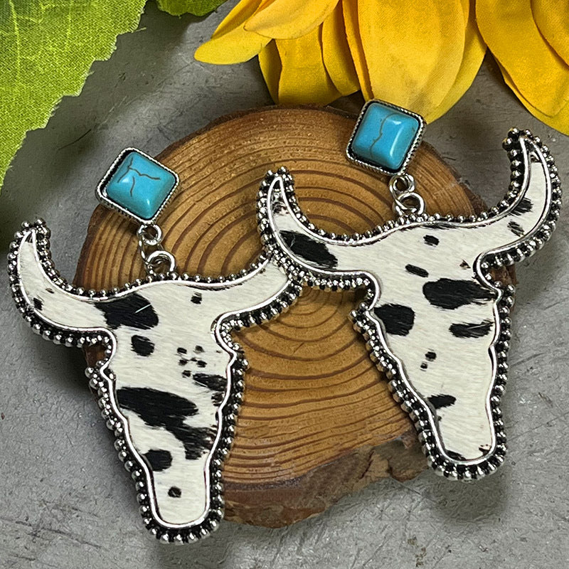 Bull Shape Turquoise Dangle Earrings Trendsi