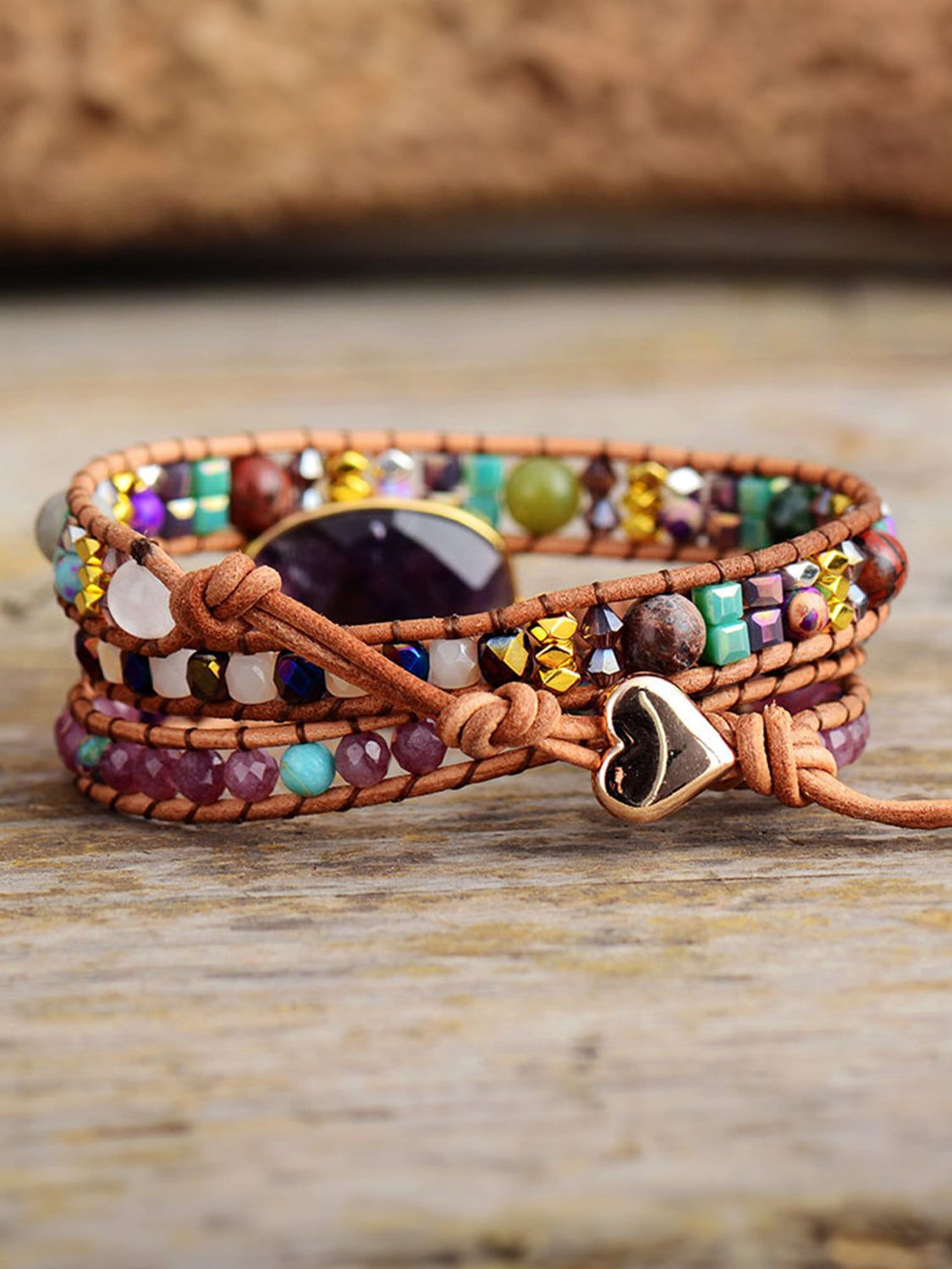 Triple-Layer Amethyst Bracelet Trendsi