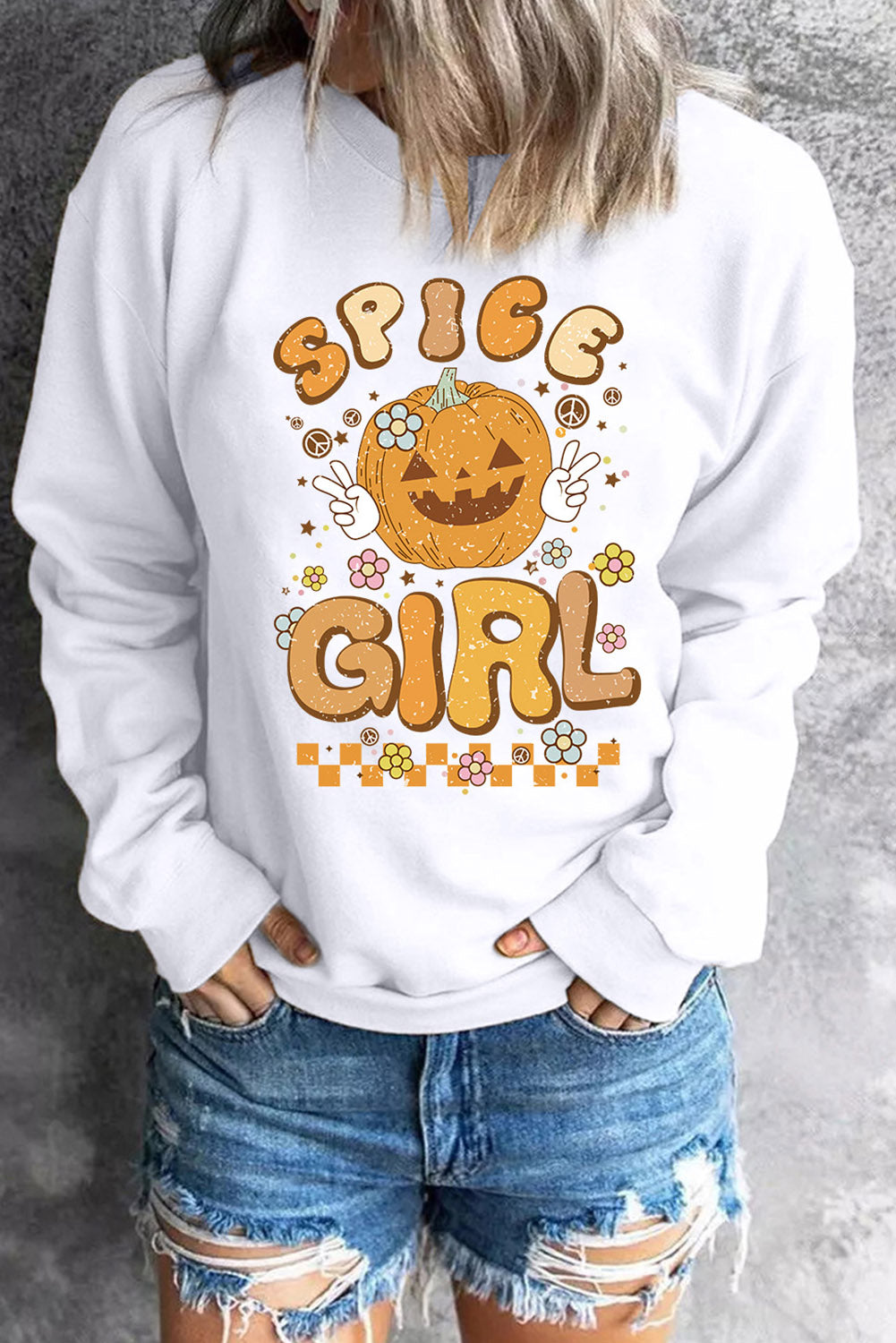 Round Neck Long Sleeve SPICE GIRL Graphic Sweatshirt Trendsi