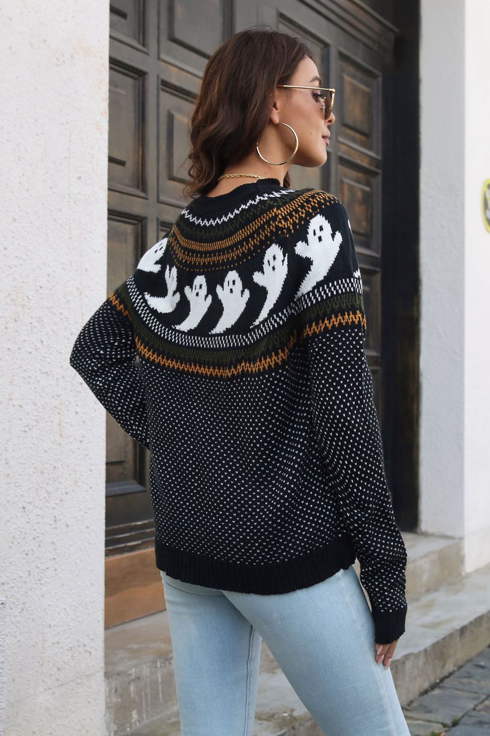 Ribbed Round Neck Long Sleeve Pullover Sweater Trendsi