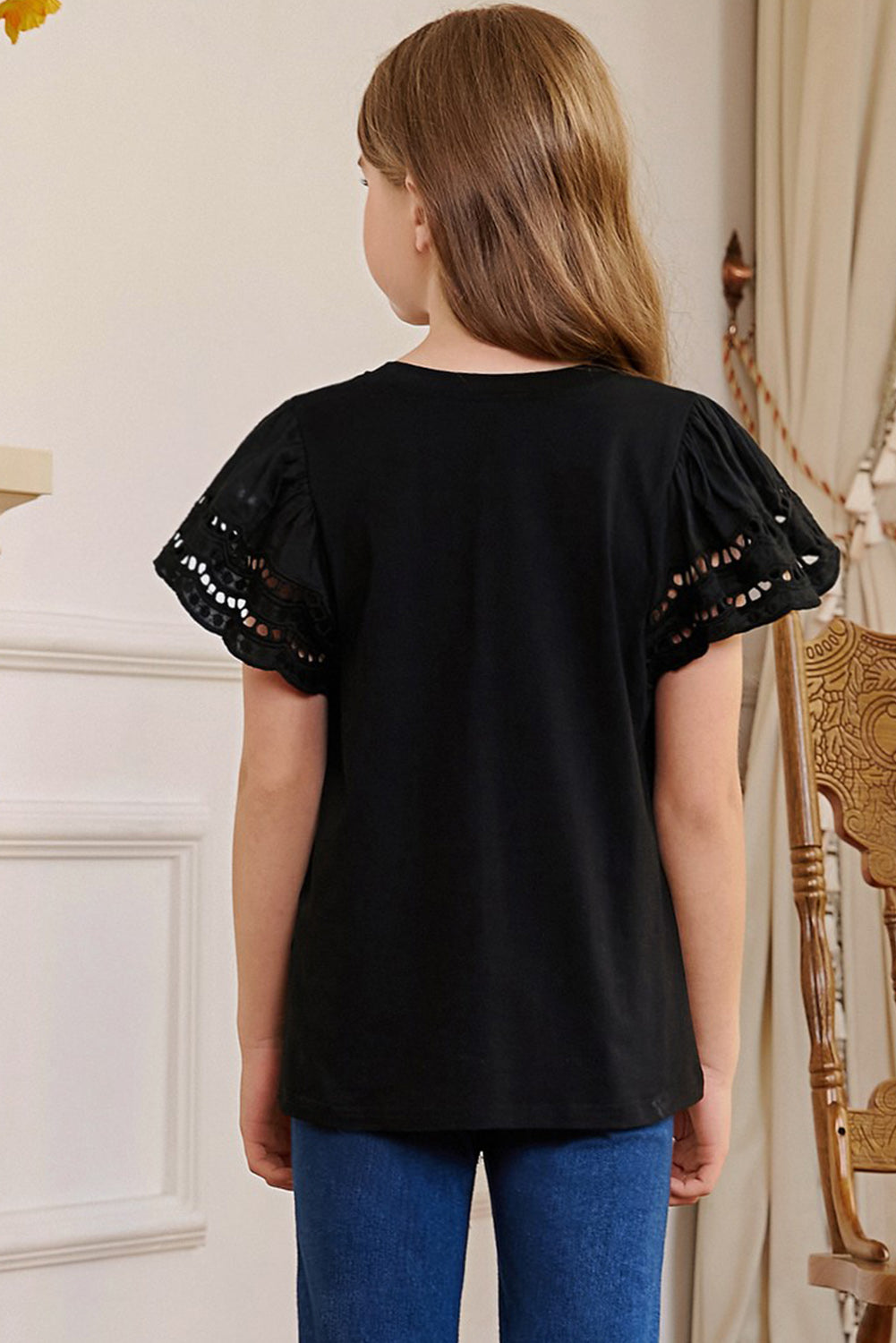 Round Neck Flutter Sleeve T-Shirt Trendsi