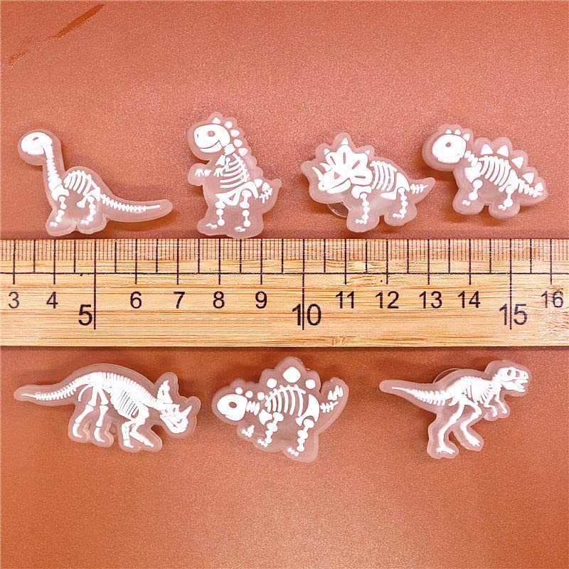 pequano 14 PCS luminous Dinosaur Shoe Charms Decoration, PVC Pins Decoration for Shoes Bracelets Dinosaurs Themed Party Favor pequano