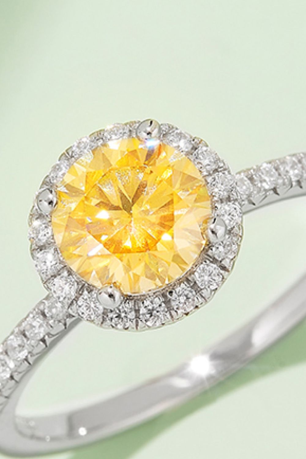 1 Carat Moissanite 925 Sterling Silver Halo Ring Trendsi
