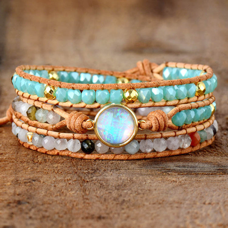 Opal Beaded Layered Bracelet Trendsi
