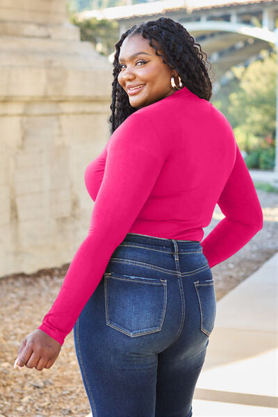 Basic Bae Full Size Mock Neck Long Sleeve Bodysuit Trendsi