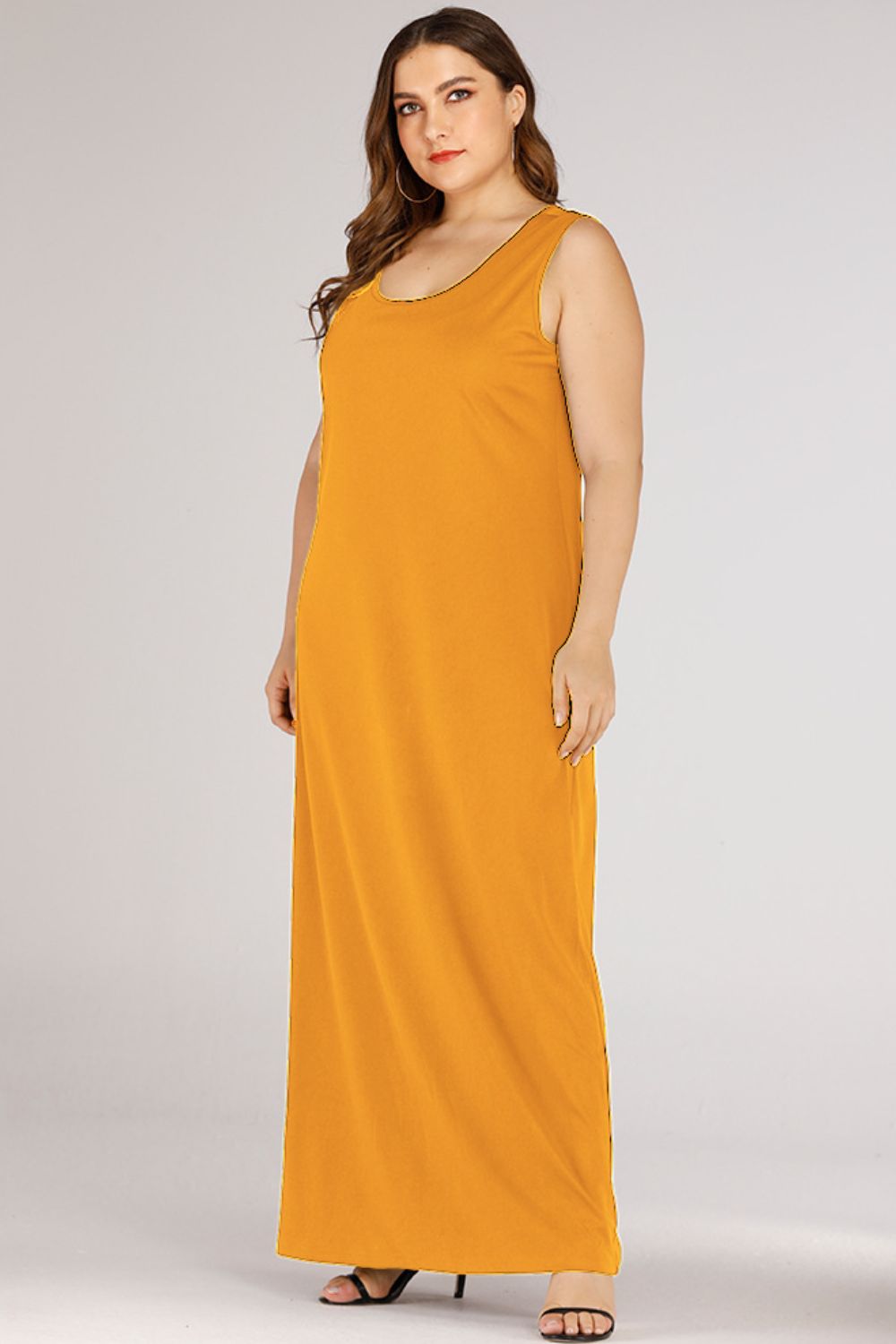 Plus Size Scoop Neck Maxi Tank Dress Trendsi