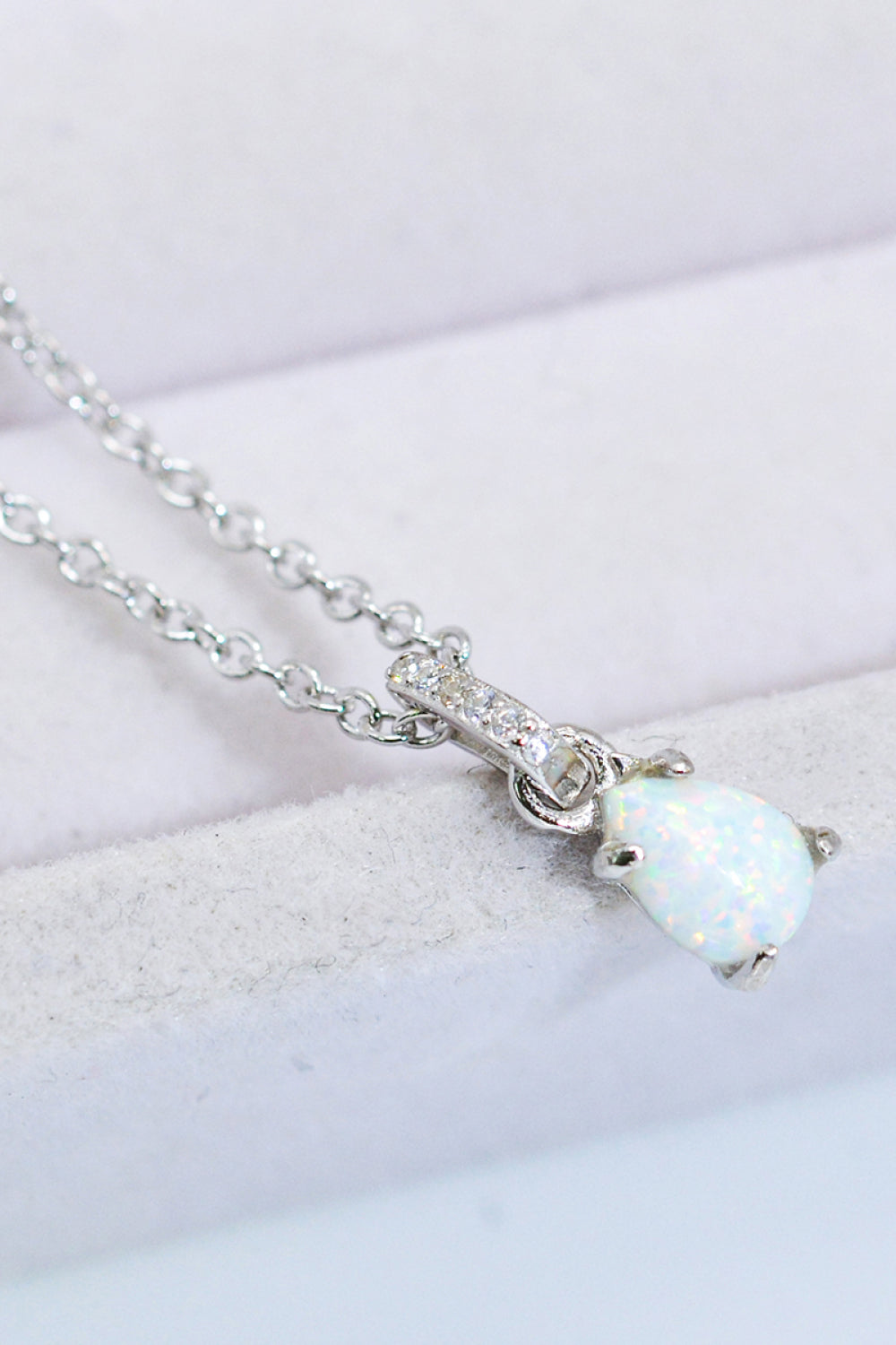 Opal Pendant 925 Sterling Silver Chain-Link Necklace Trendsi