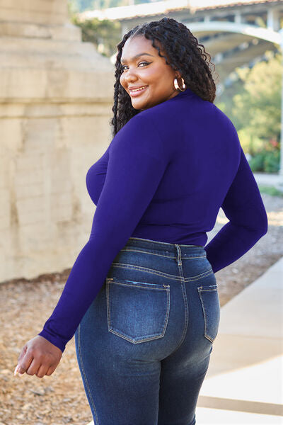 Basic Bae Full Size Mock Neck Long Sleeve Bodysuit Trendsi