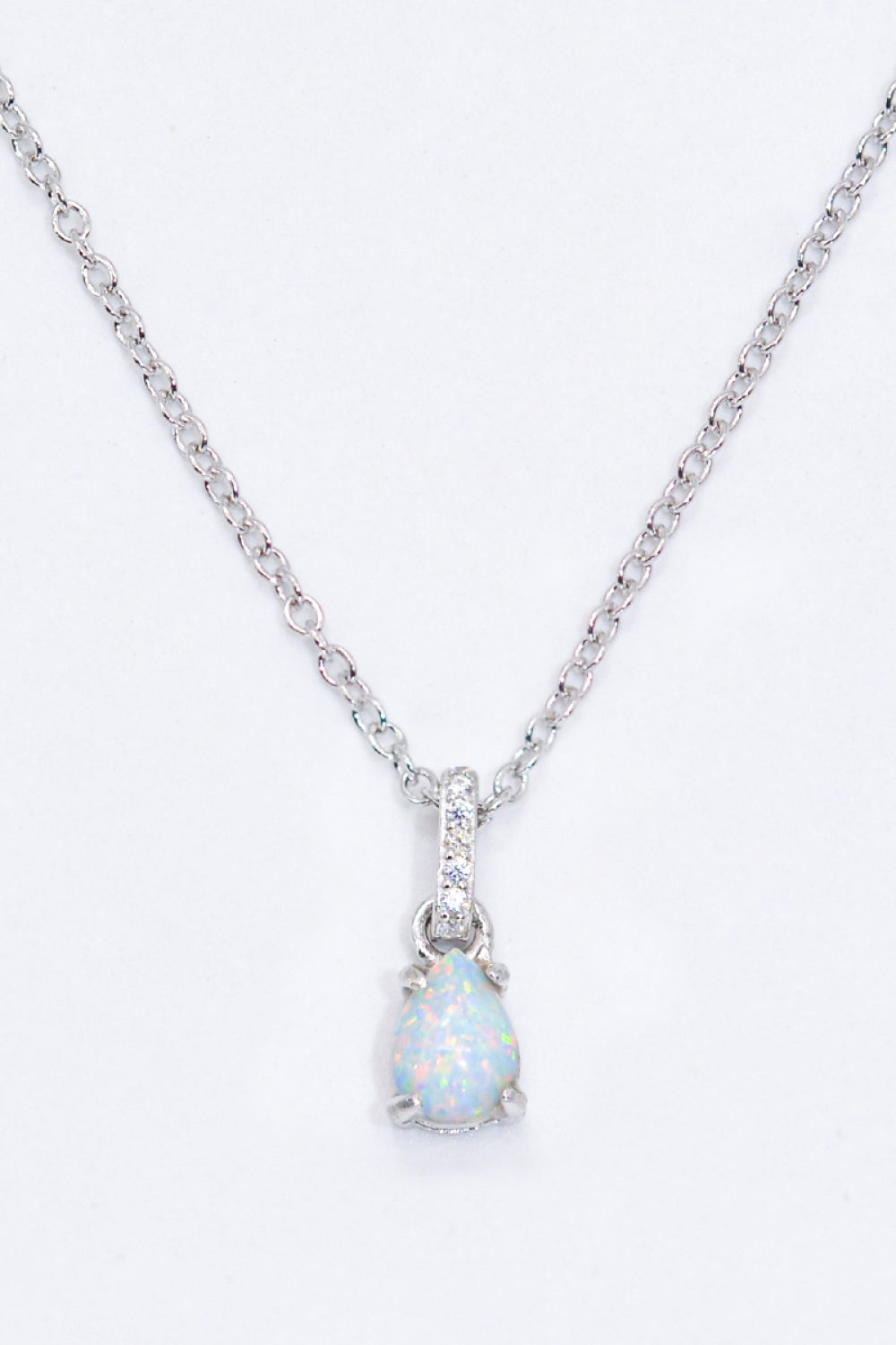 Opal Pendant 925 Sterling Silver Chain-Link Necklace Trendsi