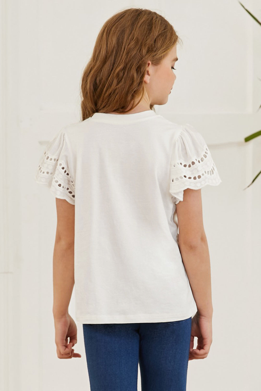 Round Neck Flutter Sleeve T-Shirt Trendsi