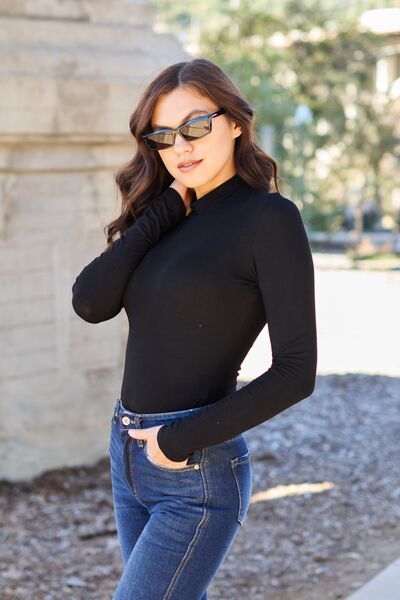 Basic Bae Full Size Mock Neck Long Sleeve Bodysuit Trendsi