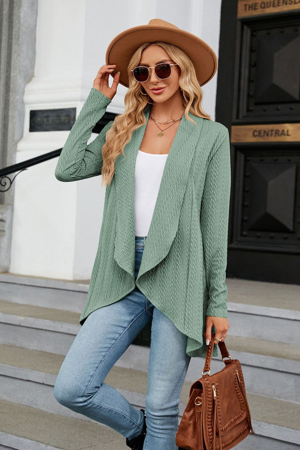Open Front Long Sleeve Cardigan Trendsi