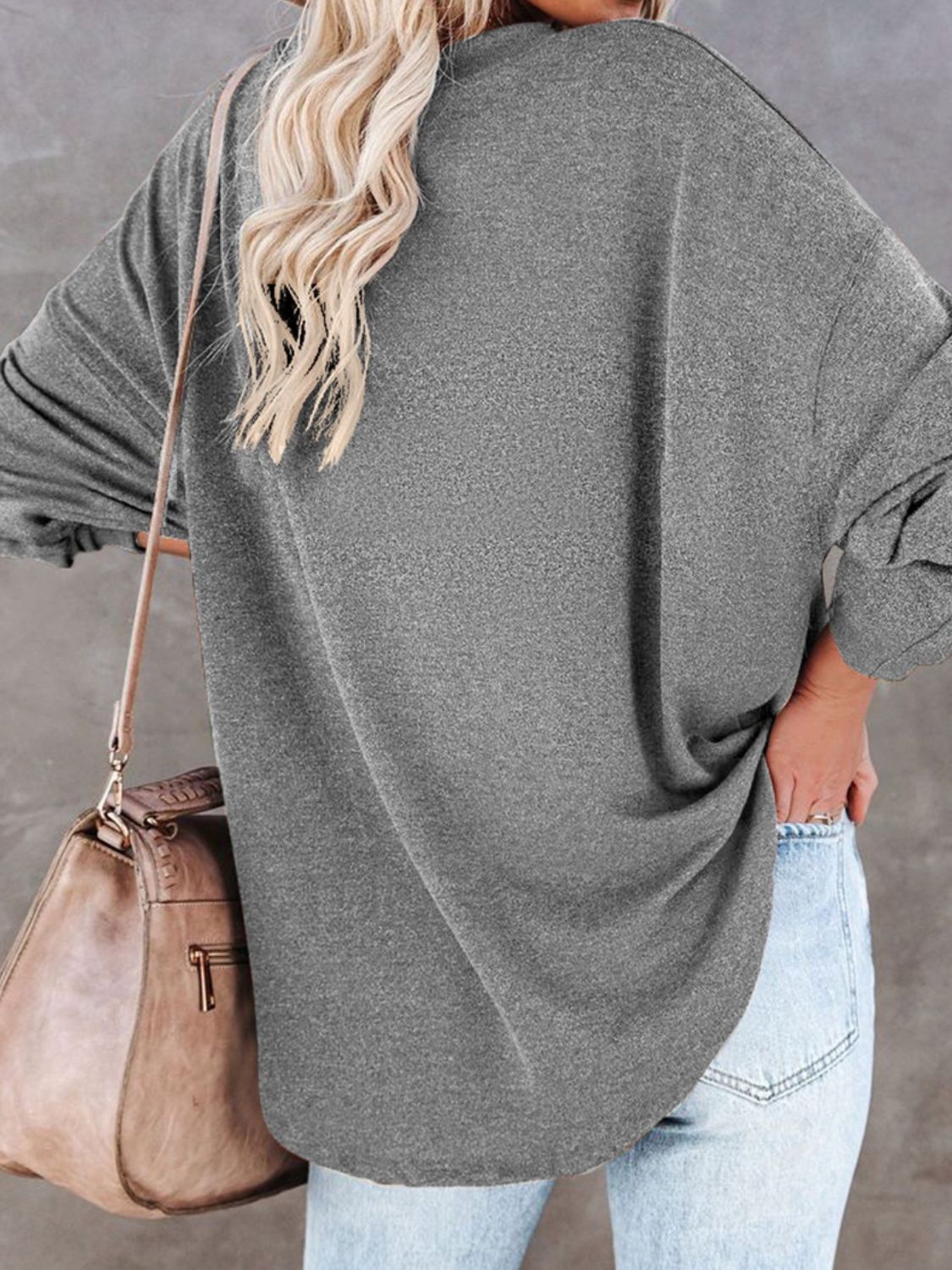 Buttoned Drop Shoulder Top Trendsi
