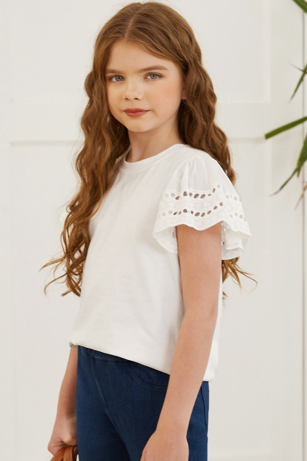 Round Neck Flutter Sleeve T-Shirt Trendsi