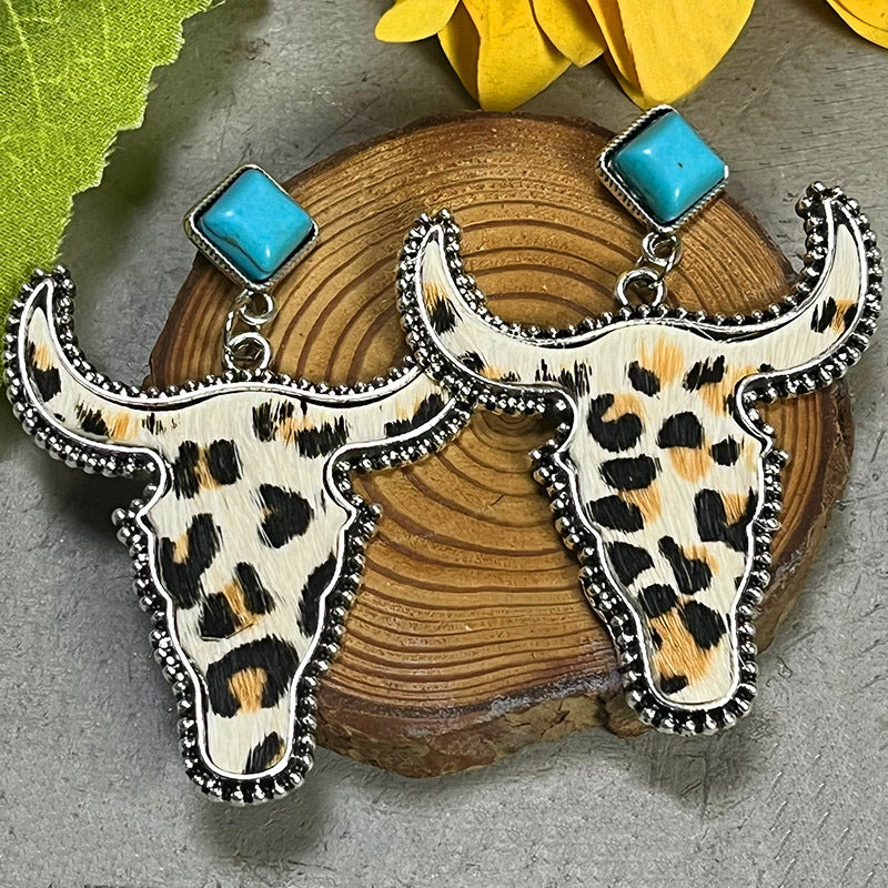 Bull Shape Turquoise Dangle Earrings Trendsi