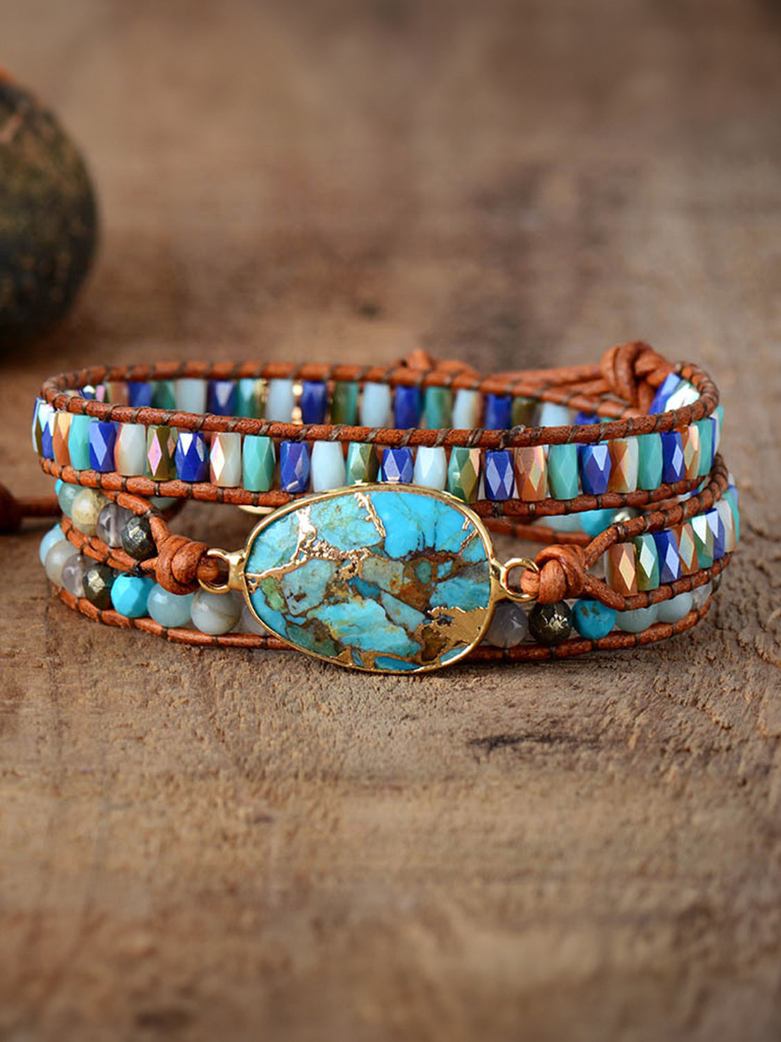 Triple-Layer Natural Stone Bracelet Trendsi