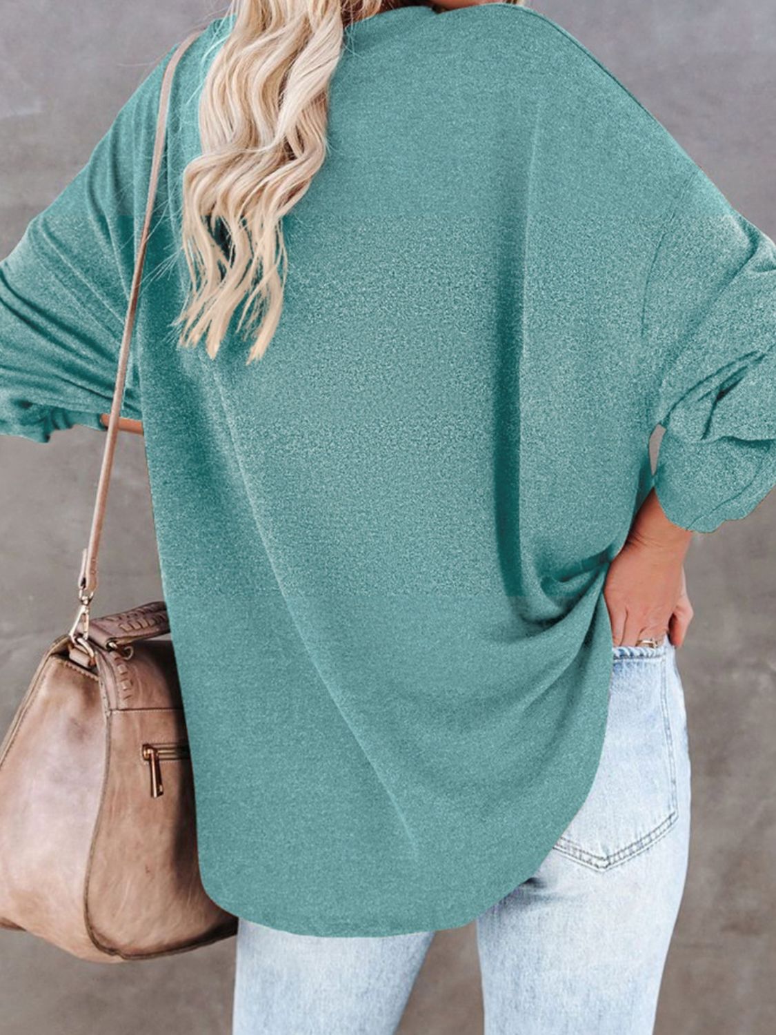 Buttoned Drop Shoulder Top Trendsi